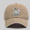 Retro Watercolor Flower Cat Graphic Baseball Cap Washed Dad Hat Adjustable Comfortable And Versatile