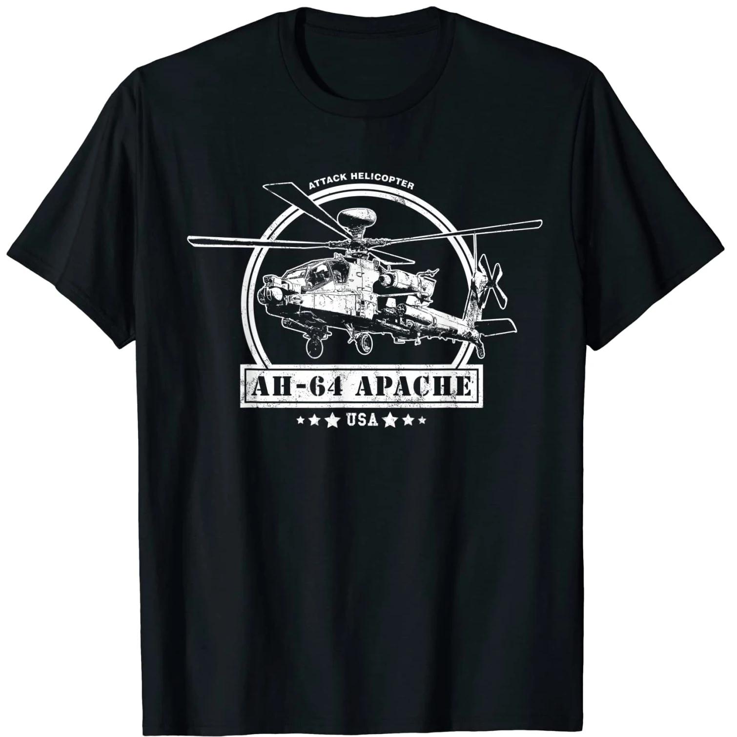 

American AH-64 Apache Attack Helicopter T Shirt. New 100% Cotton Short Sleeve O-Neck T-shirt Casual Mens Top - Men s Summer C... S разноцветный