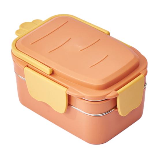 Lunchbehälter, antihaftbeschichtet, doppelschichtig, leicht, niedlich, Karottenform, Bento-Box, Küchenzubehör