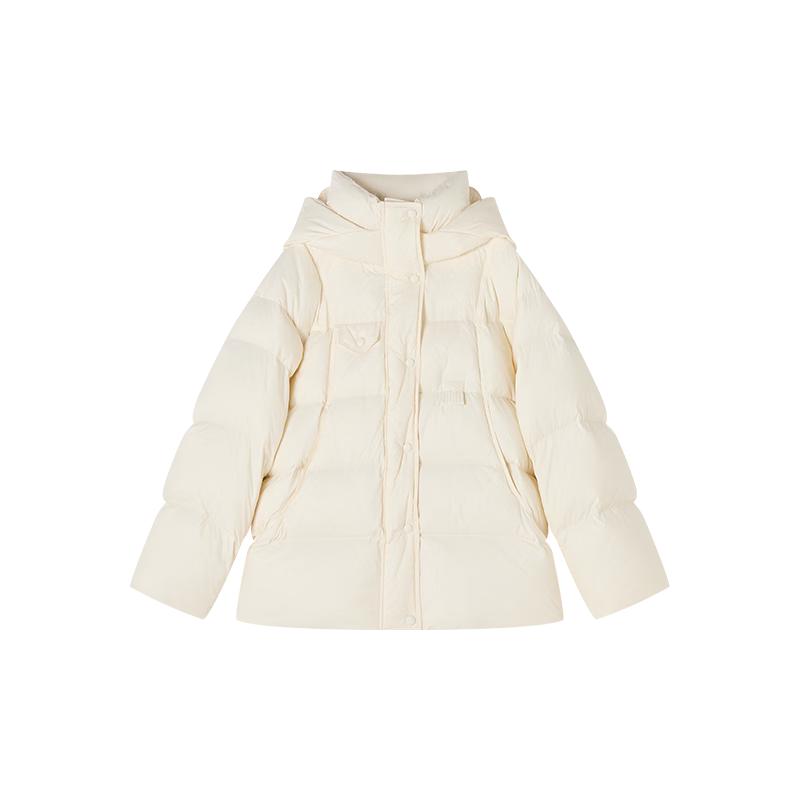 Xiangying Women s Hooded Short Puffy Down Jacket S
