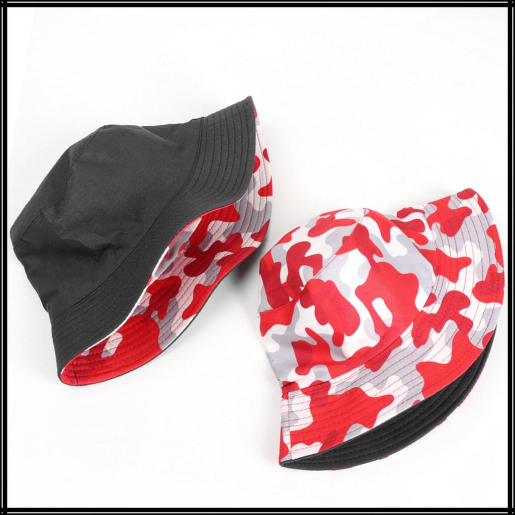 Bucket Camouflage CZ528 [White Fang] Hut, Muster, Digital, Wendbar, Stilvoll, Reise, Herren, Damen, (rot)