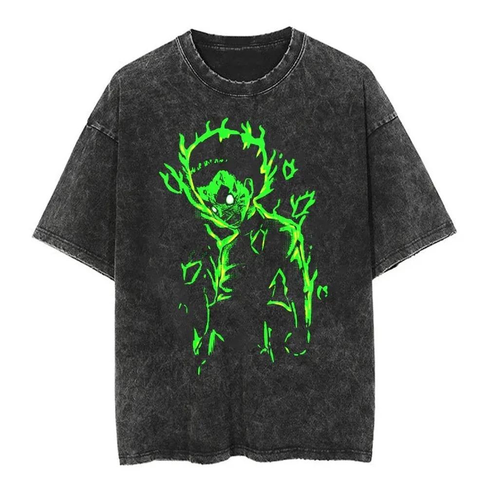 T-shirt Stampa Anime Giapponese Naruto Vintage Lavata Oversize Elasticizzata Hip Hop T-Shirt Cotone Uomo Donna Estate Manica Corta T-shirt