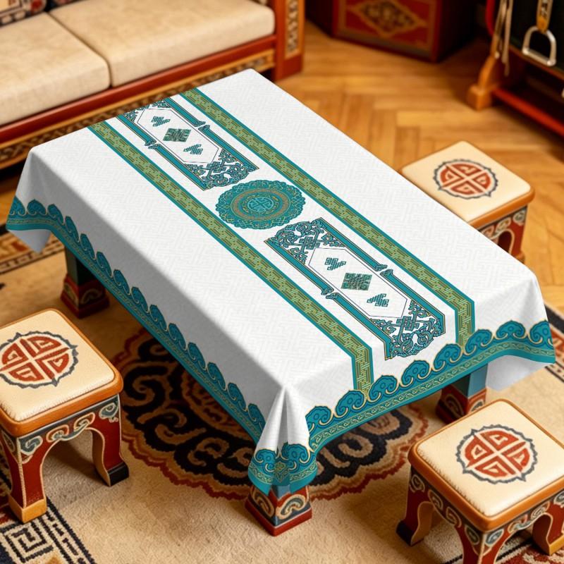 Waterproof Oil-proof Heat-resistant PVC Tablecloth Ethnic Style Stain-resistant Easy-clean Table Cover Dining Room Kitchen