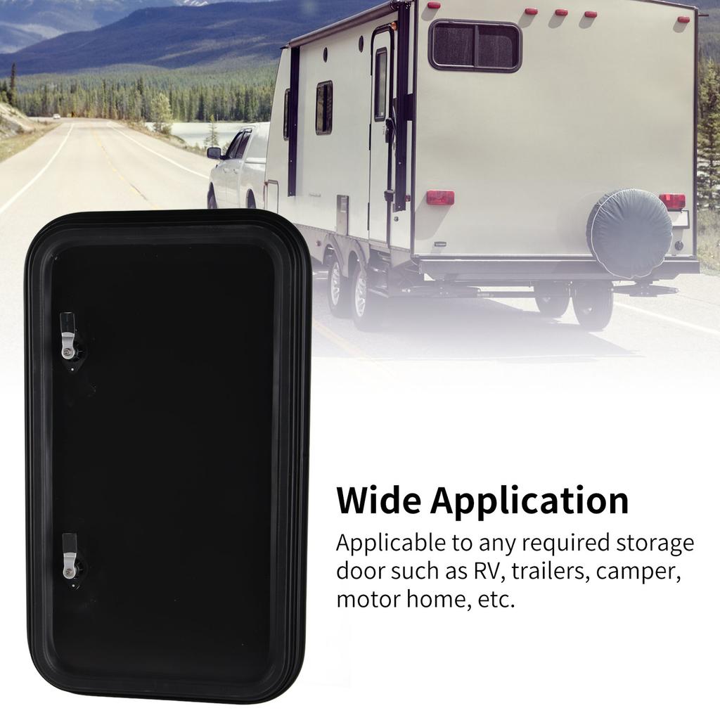 Heavy Duty Rounded Corner Black UV Proof Baggage Door RV Storage Hatch RV Storage Hatch with Lock and Key for Camper Van Tools