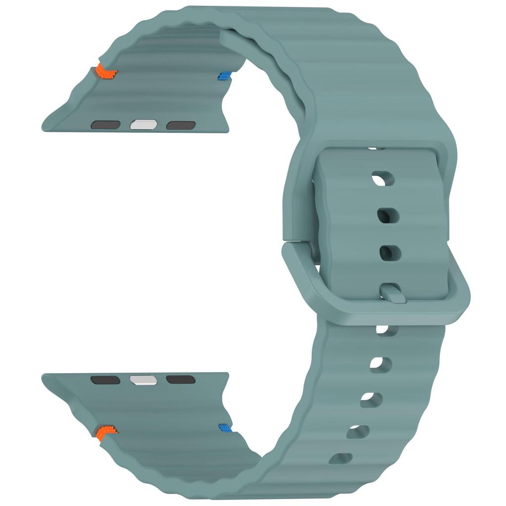 Wave Pattern Silicone Strap: Compatible with Apple Watch Series 7/8/9/10, Colorful Buckle, Ultra Replacement Wristband