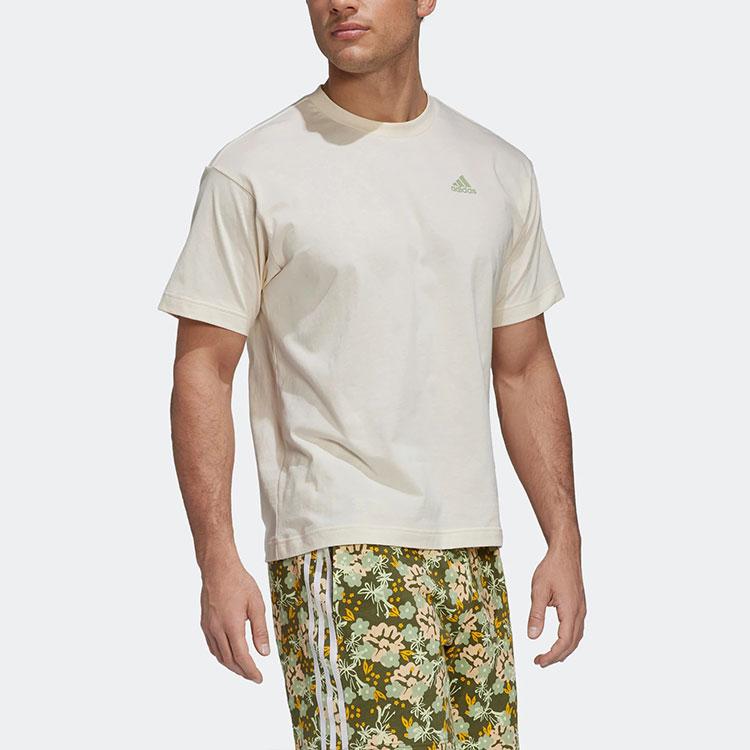 Adidas Solid Color Logo Graphic Crew Neck Sports T-Shirt Men Tops White HR4315