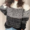 Women  Loose Stripe Print Stitching Long-Sleeved Knitted Sweater