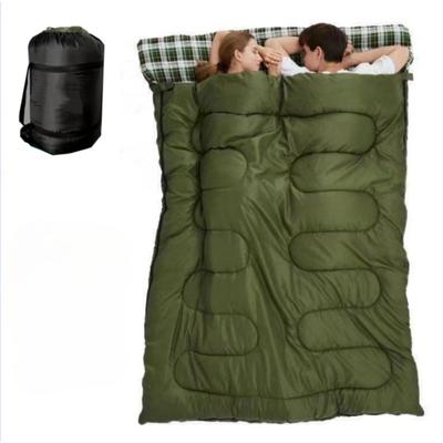 Two Person Warm Sleeping Bag for Outdoor Camping, Hiking, Sleeping Bag with 2 Pillows, Three Season Warm Portable Sleeping Bag