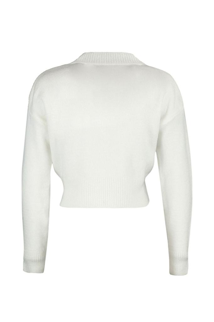 Women's Elegance Style Sweater Stone Crop Soft Textured Patterned Knitwear Sweater