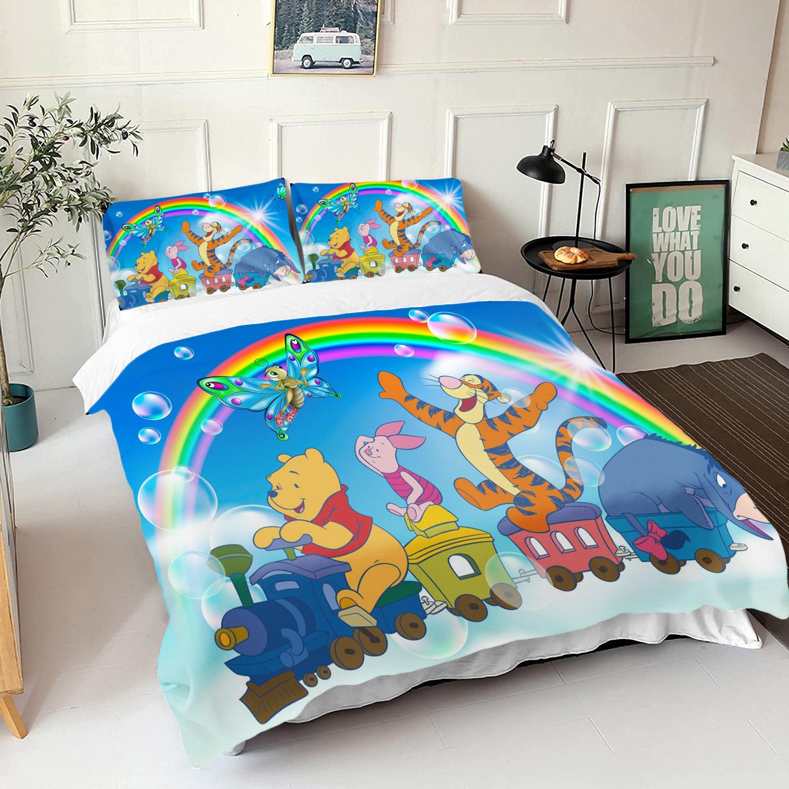 

Winnie The Pooh Bear Bedding Set Duvet Cover Queen With Pillowcase 3d Children S Bedding Set Universal, Suitable For Children 135x200cm