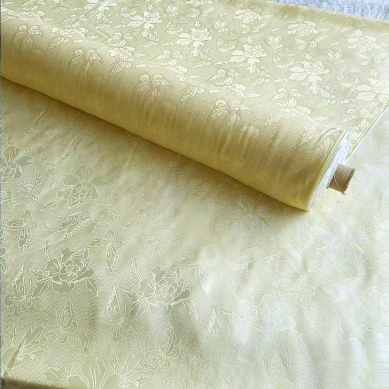 Breathable Mulberry Silk Jacquard Fabric Hollow Flower Luo Silk Fabric for Sewing Traditional Chinese Dress Cheongsam Clothes