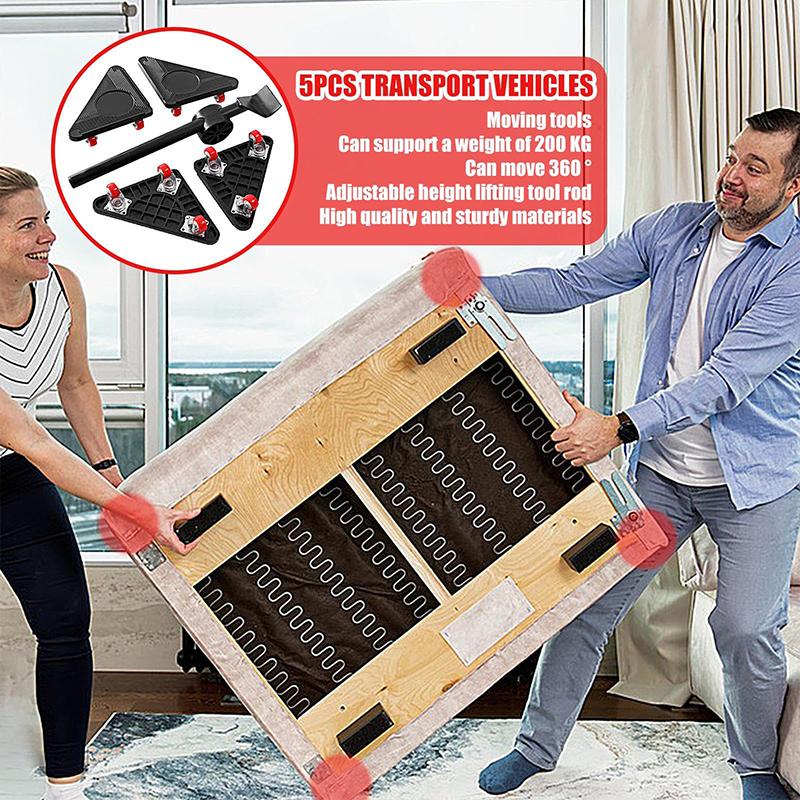 Neuer Schwerlast-Möbelheber Transportwerkzeug Möbelroller Set 4 Gleiter 1 Radstange zum Heben Bewegen Möbelhelfer