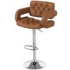 PU Leather Upholstered Swivel Bar Stool, Height Adjustable with Back, Armrest, Footrest, Brown