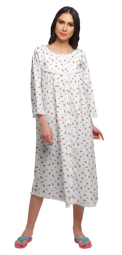 Moomaya Îmbrăcăminte de noapte din bumbac cu 3 4 mâneci imprimate pentru femei