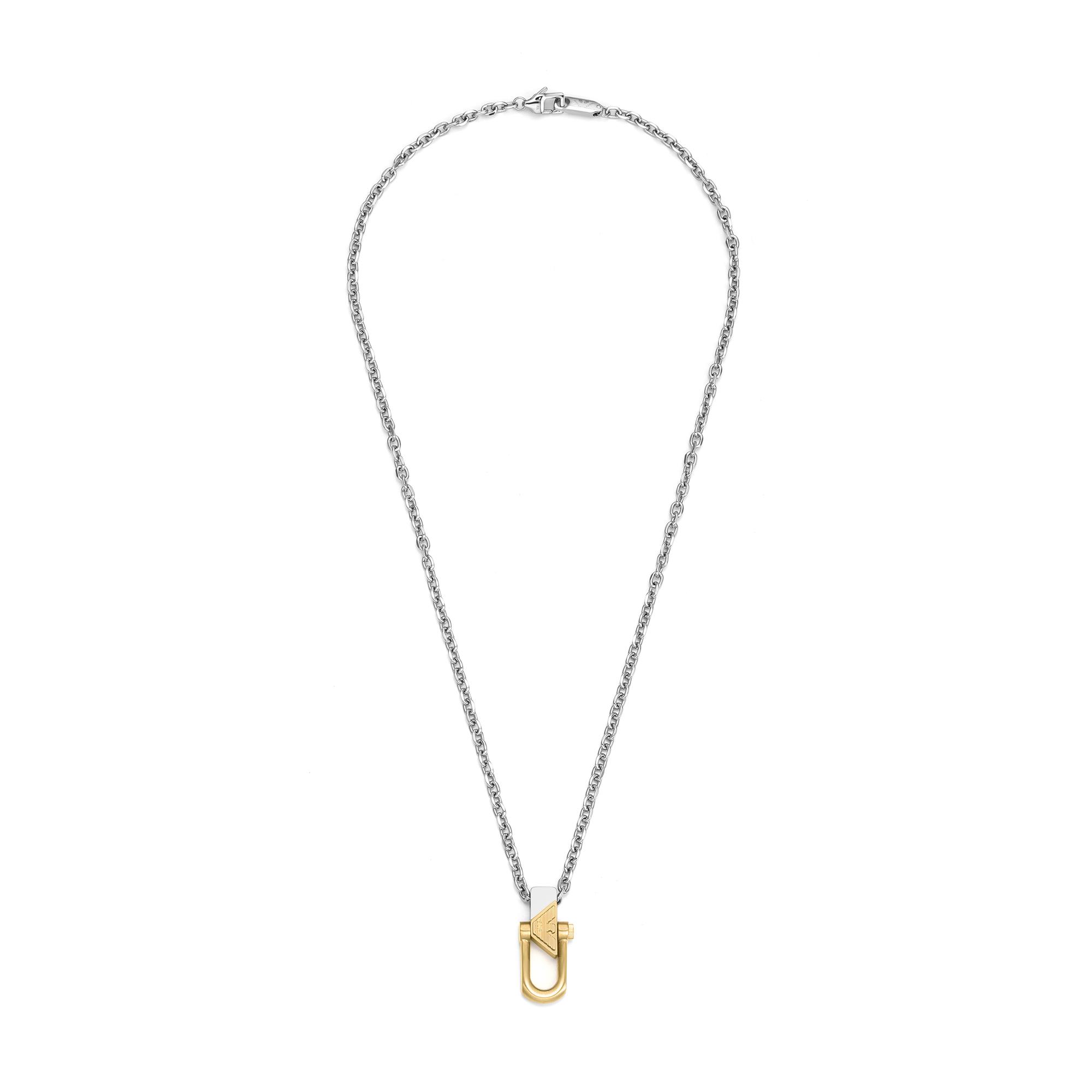 

Emporio Armani Classic Eagle Logo Trendy Versatile Stainless Steel Necklace Men necklace Two-tone EGS3243040 Basic Packaging-Box