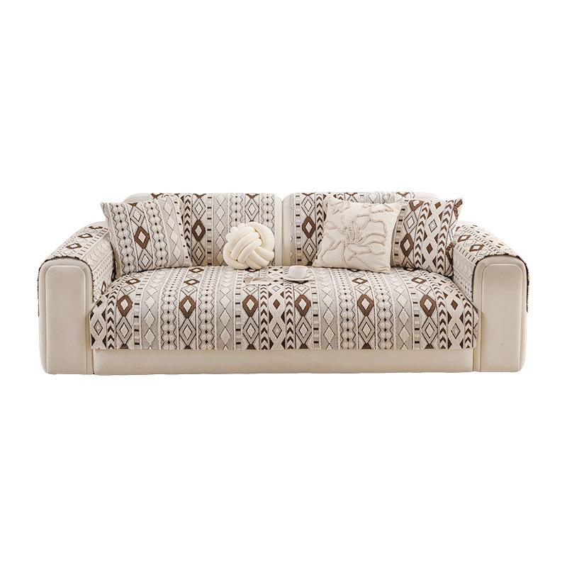 Half Velvet Thickened Sofa Cover Winter New Plush Fixed Non-Slip Cushion One-Piece Sofa Cover Durable Cat-Scratch Resistant