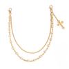 Pants Chain Faux Pearls Metal Flower Decor Wallet Chain Multi-layered