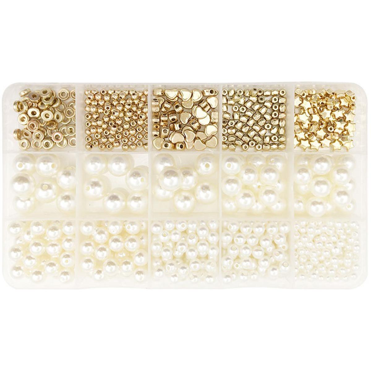 

720pcs Bracelet Beads Set Jewelry Making Pearls In 5 Sizes DIY Art Craft Round Pearls Kit Spacer Beads For Bracelet Making