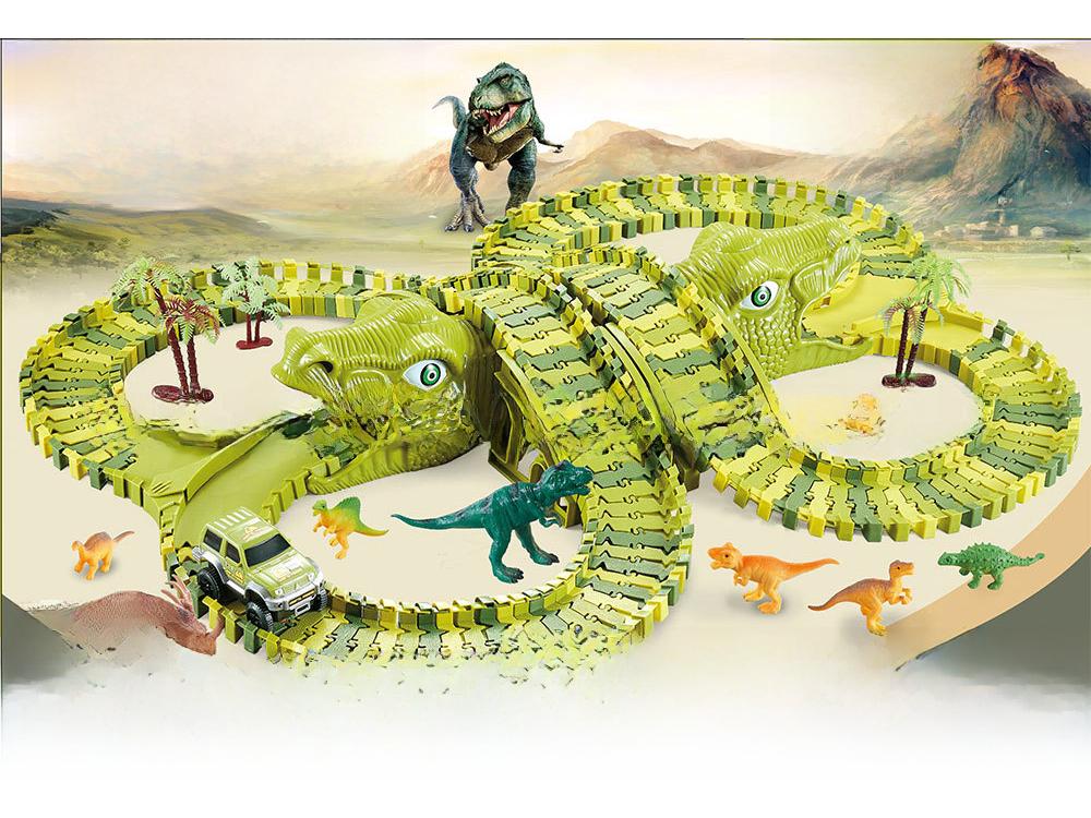 Elektrická dinosauří dráha s montážním ruským kolem pro děti