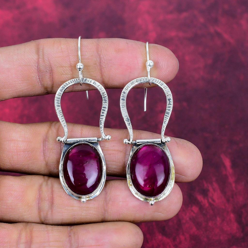 Pink Flash Labradorite Handmade Silver Earrings, 925 Sterling Silver Boho Earrings, Beautiful Rutile Gemstone Earrings Gift For Love