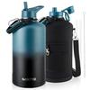 128oz Insulated Water Bottle - Stainless Steel Vacuum Metal Portable 1 Gallon Large-Ccity Sports Bottle with Straw Carry Bag an