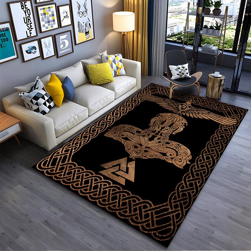 

Norse Mythology Style Gold Pattern Rug Suitable for use as an anti-slip game mat for living room and bedroom sofas 40x60cm( 15x23in )
