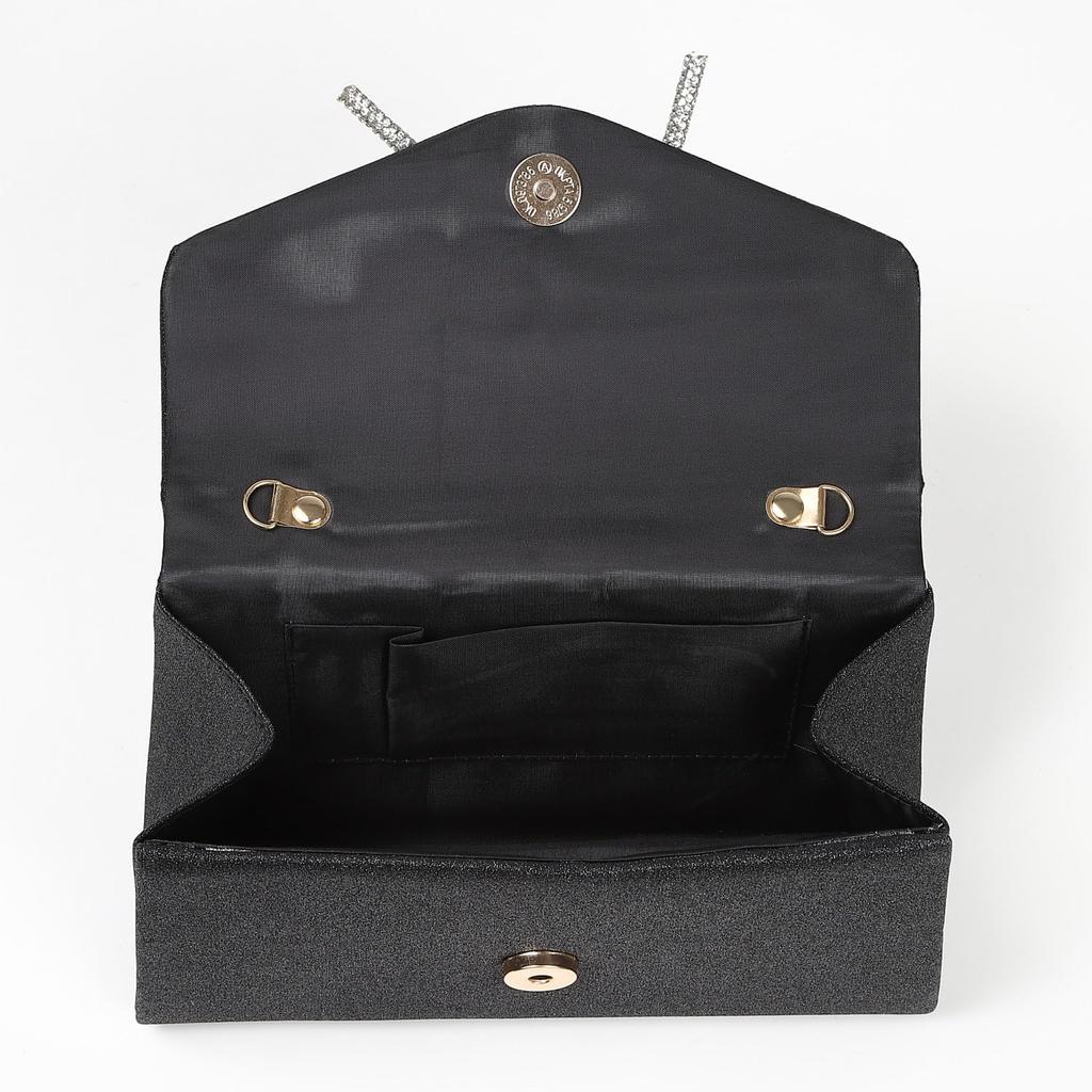 EightSTAR Dress Wedding Bag, Party Bag, Ribbon, Women's, Formal, Beaded, Sparkling, Compact, Handbag, Guest Bag (Black)