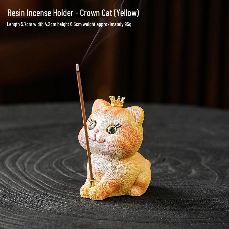 Celadon Lychee Incense Holder: Creative Small Sandalwood Burner with Kitten Ornament for Tea Table.