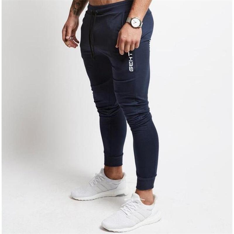 Mens Casual Fitness Workout Trousers Slim Fit Sports Pants Long Black Jogging Pants Gym Wear