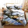 3D Aircraft Bedding Set, Aerospace Down Duvet Cover, 2/3 Pieces, Boys Room Quilt Cover, King Queen Size, Soft and Quick Drying Bed Cover