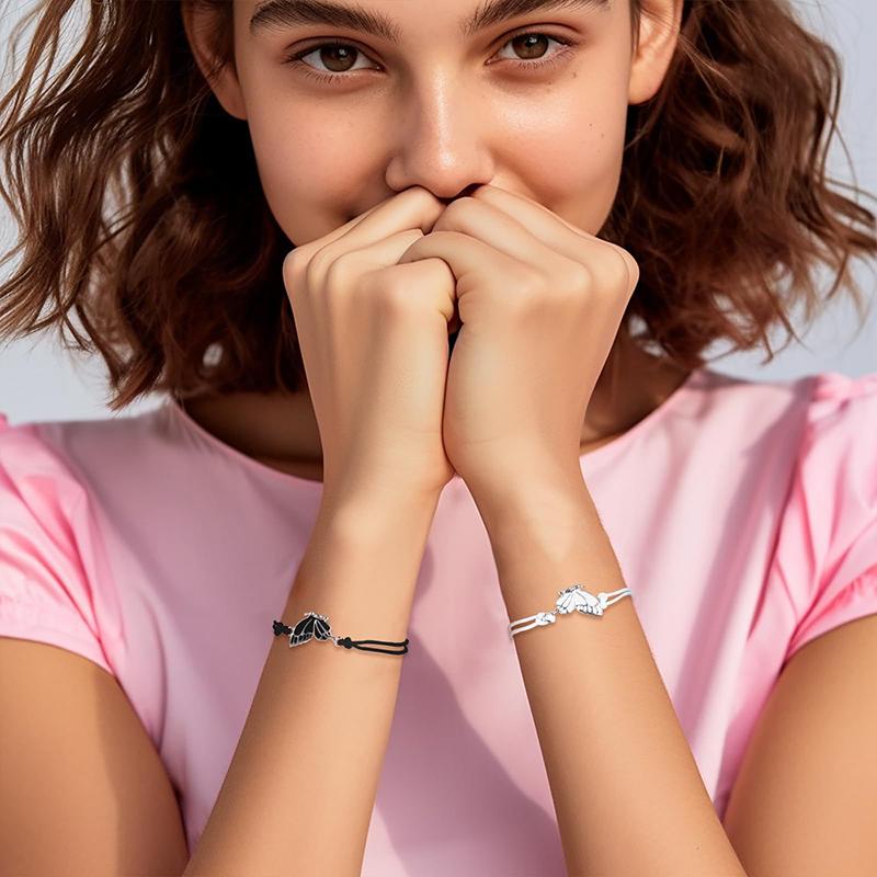 1Pair Butterfly Matching Adjustable Bracelets For Women Men Handmade Woven Friendship Bracelets Jewelry Accessories Gifts