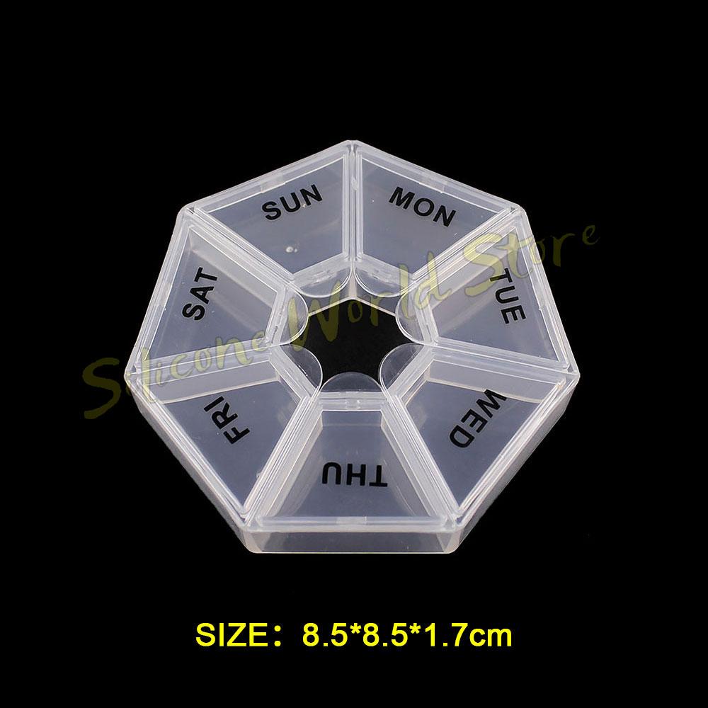SW Portable Travel 7 Grids Pill Box Weekly 7 Days Pills Case Vitamin Fish Oils Medicine Storage Container Organizer Jewelry Box