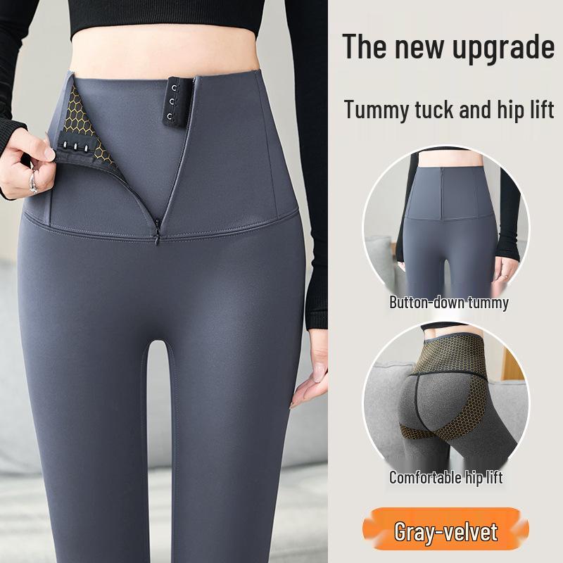

Zipper High Waist Tummy Control Yoga Pants - Women s Slimming Winter Outerwear with Velvet, Butt Lifting & Cold Resistant Features. L (100-120 lbs)