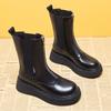 Genuine Leather Women Boots Woman Shoe Fashion Female Breathable Cowhide Bootie Front Zipper Light Black Boots