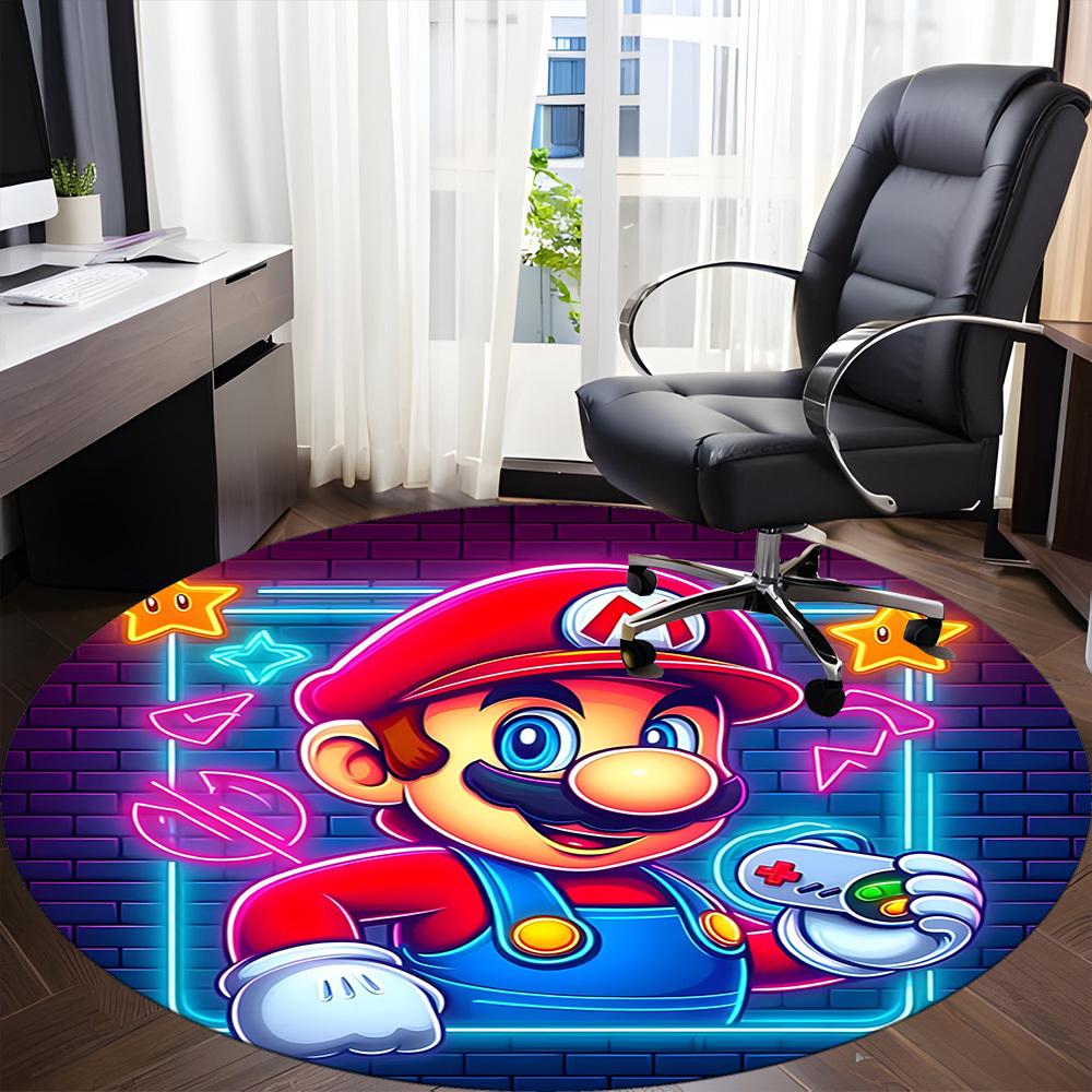 1pc Mario Gaming Office Round Area Rug, Indoor Mat Suitable For Office, Bedroom Living Room Home Decor, Room Deco,  Offic a0926224