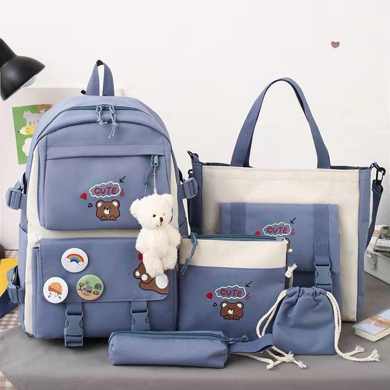 Stylish Korean Style Backpack Set for School: Large Capacity Fashion Shoulder Bag for Girls