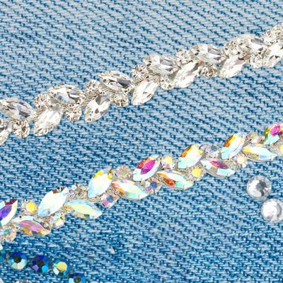 1 Yard Rhinestone Trim Shining Glass Craft Long Row Glitter Stone