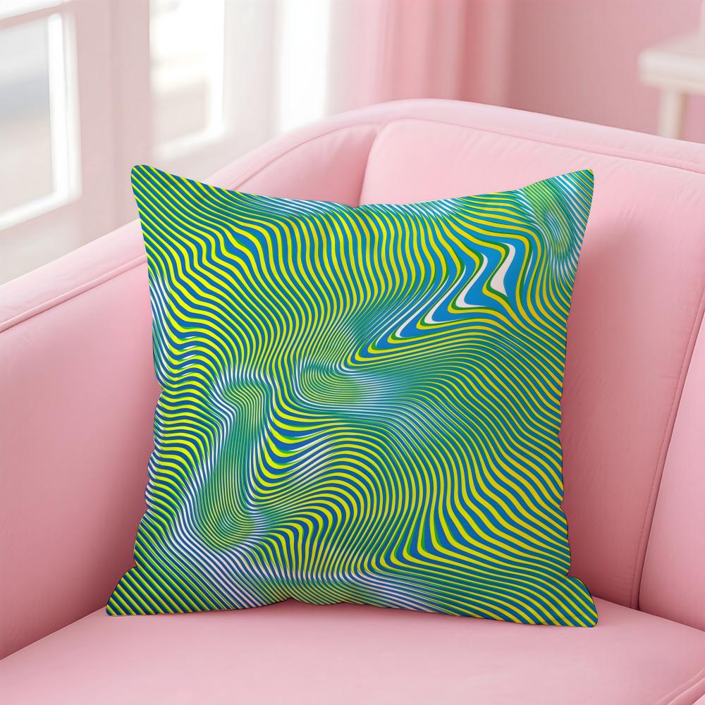 Abstract Trippy Colorful Art Psychedelic Texture Cushion Cover Pillowcase Short Plush Invisible Zipper Room Sofa Cushion Cover