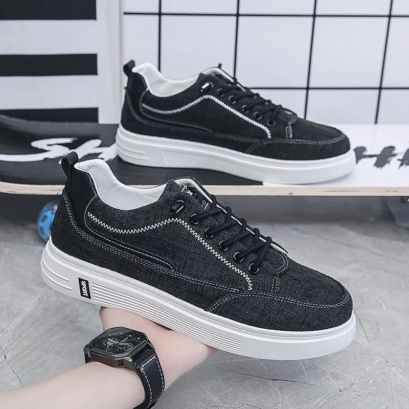 

Men s Casual Sports Shoes Lightweight and Breathable New Fashionable Board Shoes Rubber Outsole Basic and Versatile Minimalist 44 чёрный