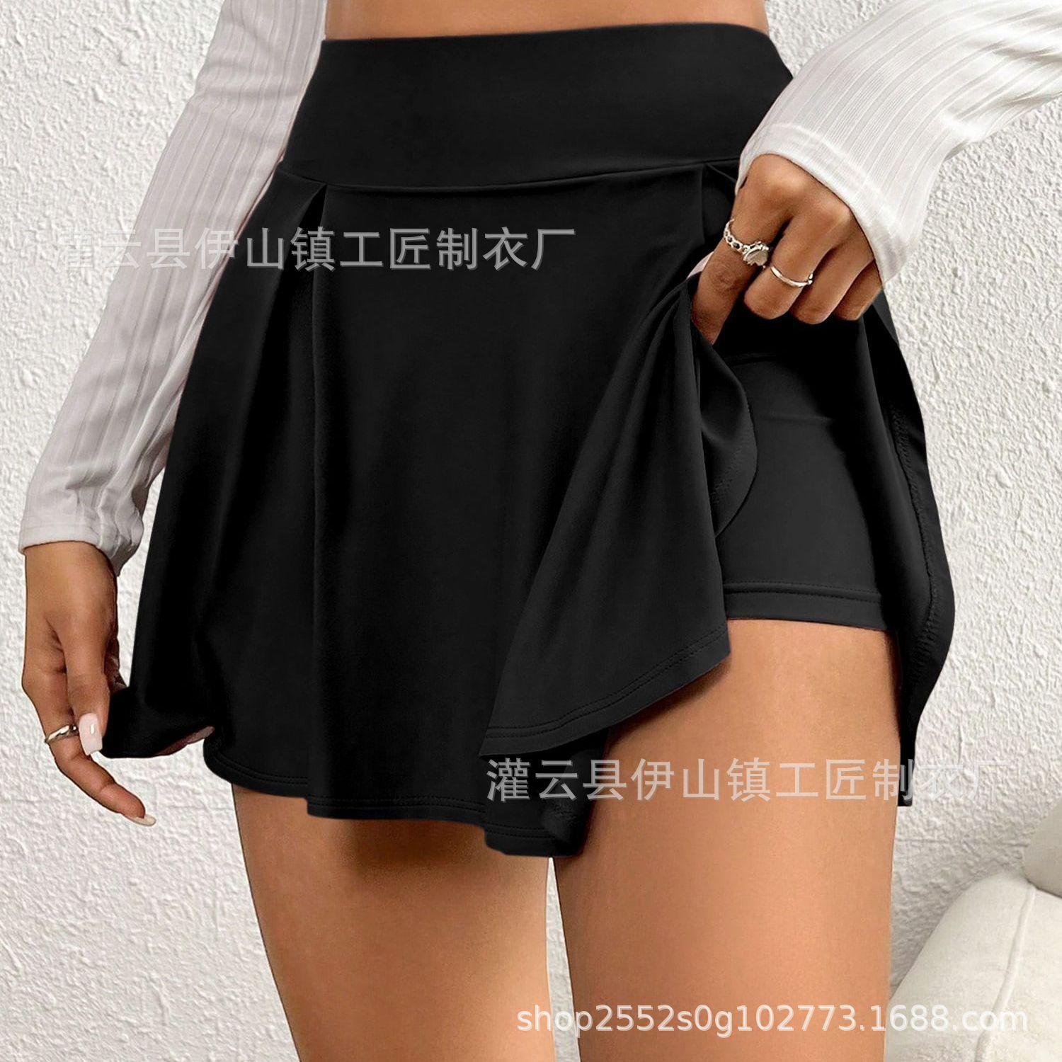 

European and American new outdoor sports and leisure comfortable versatile women s thin short skirt popular pleated skirt XS чёрный