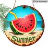 2D Flat Aluminum "Summer Watermelon" Decorative Signs and Plaques, Available In Various Sizes. Beach-themed Vintage Distressed Metal Wall Coverings