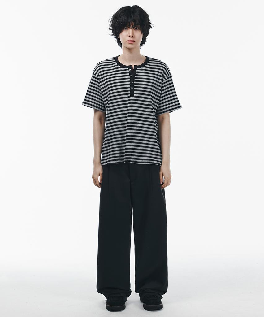 SIGNATURE [Summer Fabric Added] Double-Tuck Wide Slacks [Black]