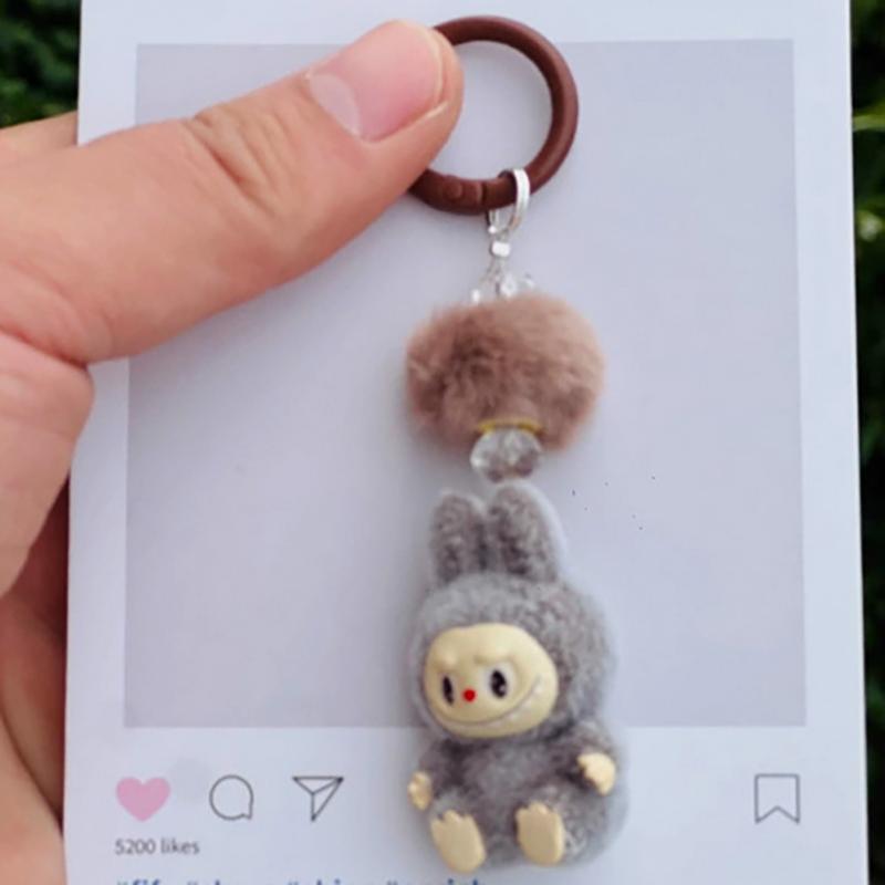 

Мини Флок Лабубу Каваи Частицы Брелок Сумка Шарм для Мобильного Телефона Брелок Подарок