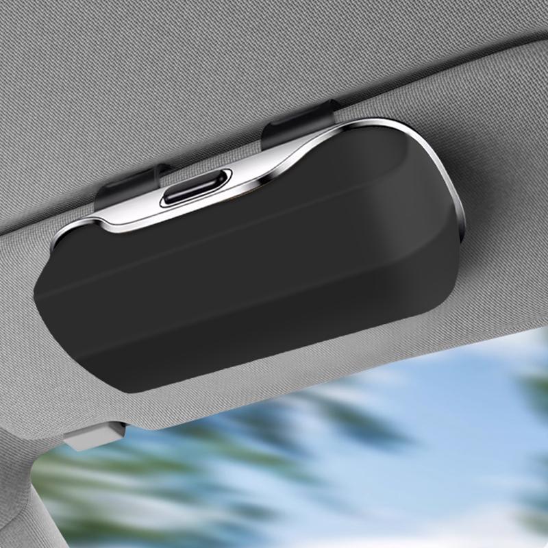 Universal Clip-On Car Sunglasses Holder — Sun Visor Eyeglass Case, Soft-Lined, Anti-Scratch, Durable ABS, Fits All Vehicles