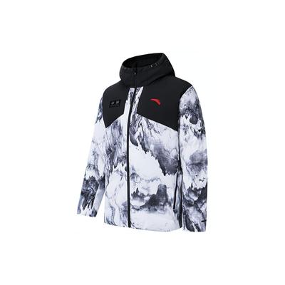 Anta Schneeberg Vollprint Lässig Warm Wasserabweisend Kapuzenkurzdaunenjacke Unisex Jacke Reinweiß 952347915-3