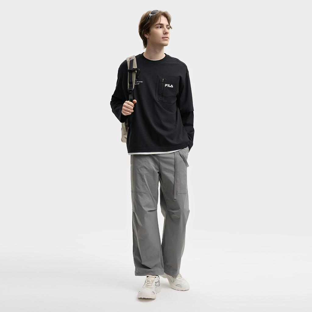 FILA Original Retro Stylish Comfortable Woven Casual Pants Men bottoms Cloud-Gray F11M539806FDY