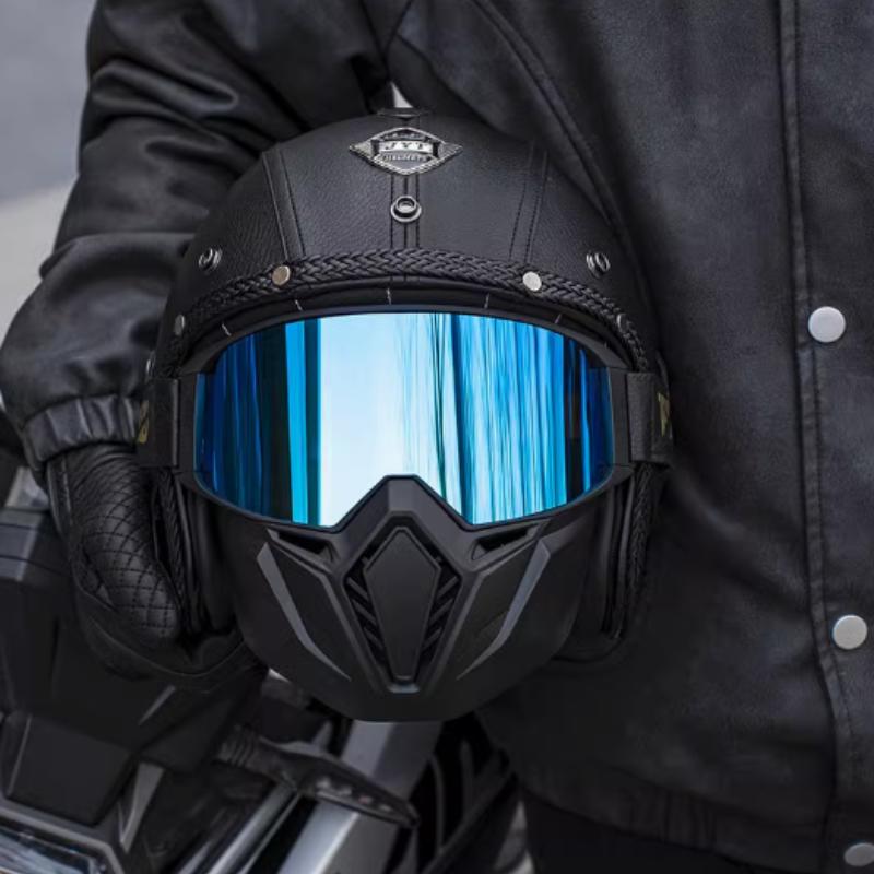 Brown Vintage Open Face Helmet Keaz Comfort Fit Liner Classic Look with Great Ventilation Sun Protection No Fogging
