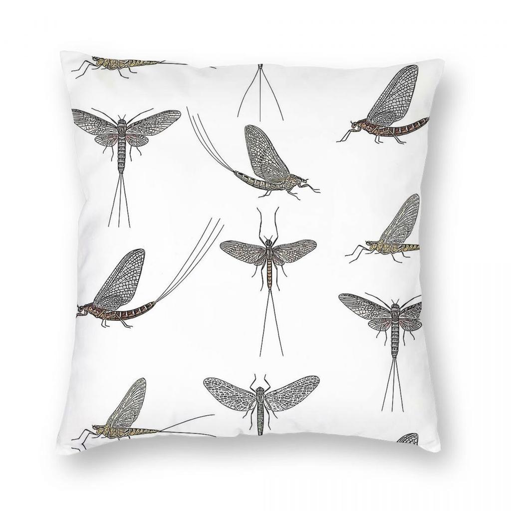 Mayfly Insect Square Pillowcase Polyester Linen Velvet Creative Zip Decorative Pillow Case Home Cushion Cover