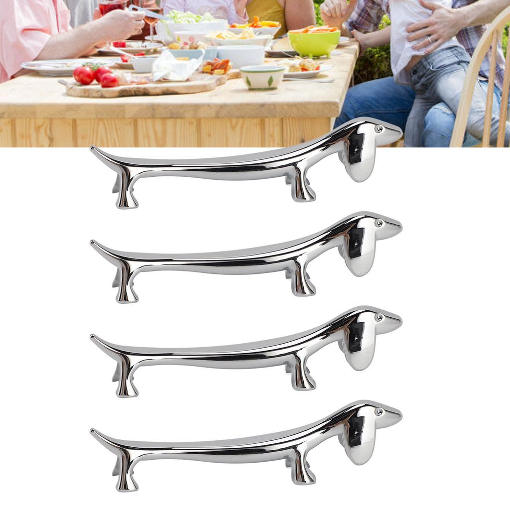 4PCS Cutlery Rest Silver Chopstick Stand Electroplated Polished Zinc Alloy Animal Shape Versatile Holder Rack for Fork Spoon