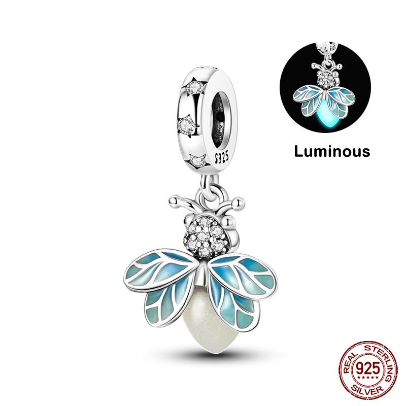 Original 925 Prata Esterlina Cor Mágica Camaleão Luminoso Série Charme Contas Adequado Ajuste Pulseira DIY Jóias Presentes